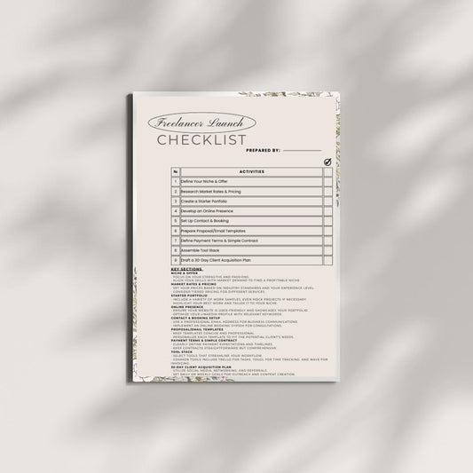 Freelancer Launch Checklist: Start Your Freelance Business (Printable PDF)
