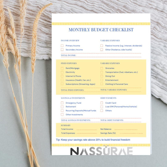 Monthly Budget Checklist | Printable Expense Tracker | Personal Finance Planner PDF