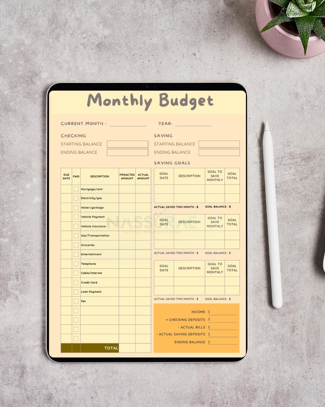 Monthly Budget Planner Printable | Cute Finance Tracker for Women | Family Expense Organizer | Aesthetic Money Management PDF