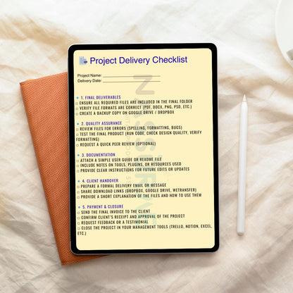 Project Delivery Checklist | Printable PDF Template | Client Handoff and QA Guide