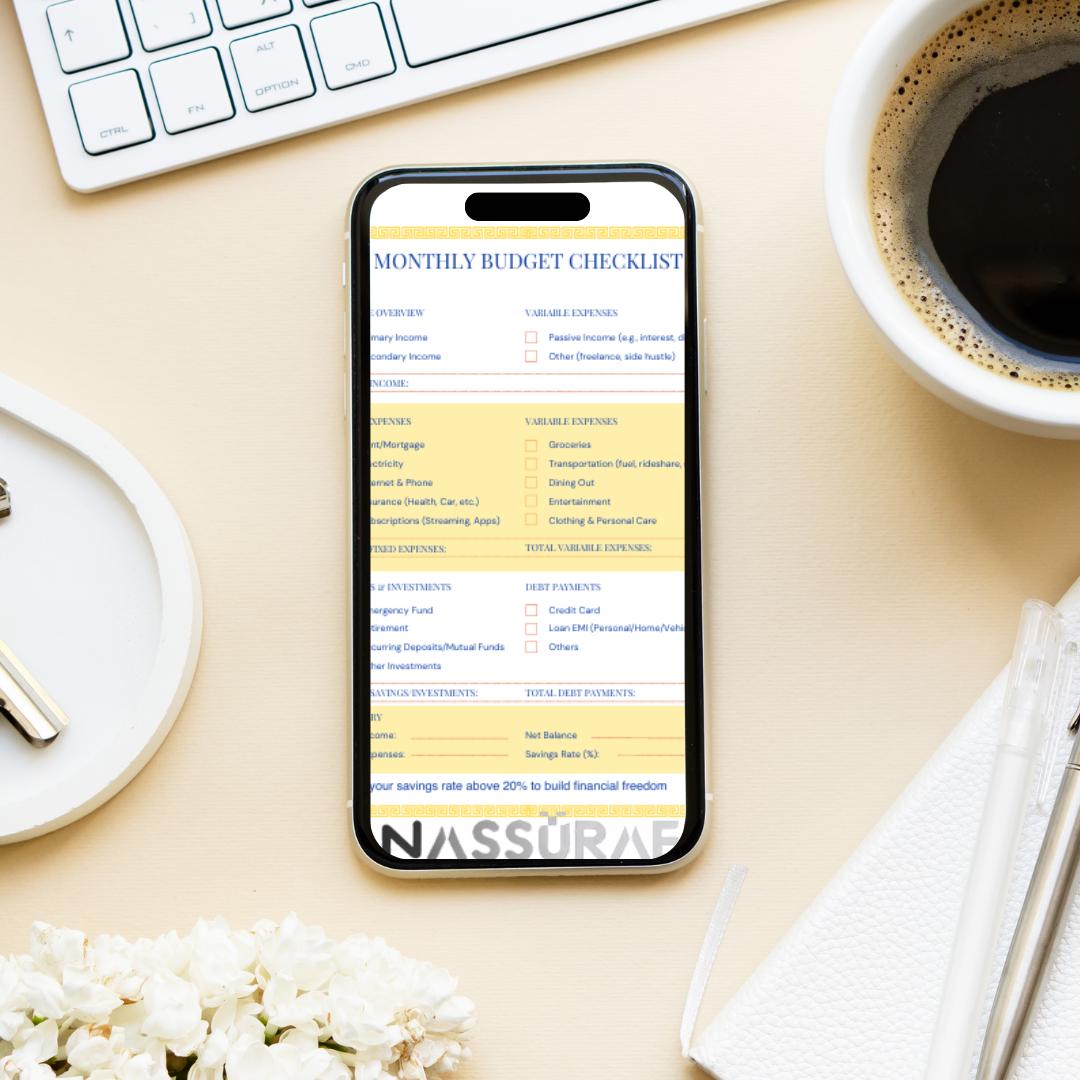 Monthly Budget Checklist | Printable Expense Tracker | Personal Finance Planner PDF