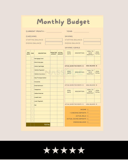 Monthly Budget Planner Printable | Cute Finance Tracker for Women | Family Expense Organizer | Aesthetic Money Management PDF